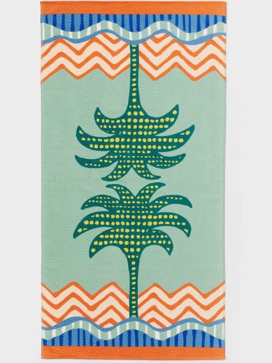 Room Essentials Other - Mint Green Palm Design Beach Towel with Orange and Blue Trim